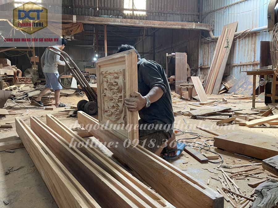 Bộ cửa phòng tân cổ điển gỗ gõ đỏ cao cấp cp47gd